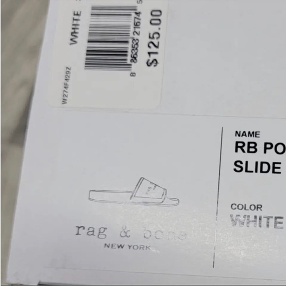 NWT rag & bone pool slide with logo. White. Size 6 includes box. - Picture 5 of 6